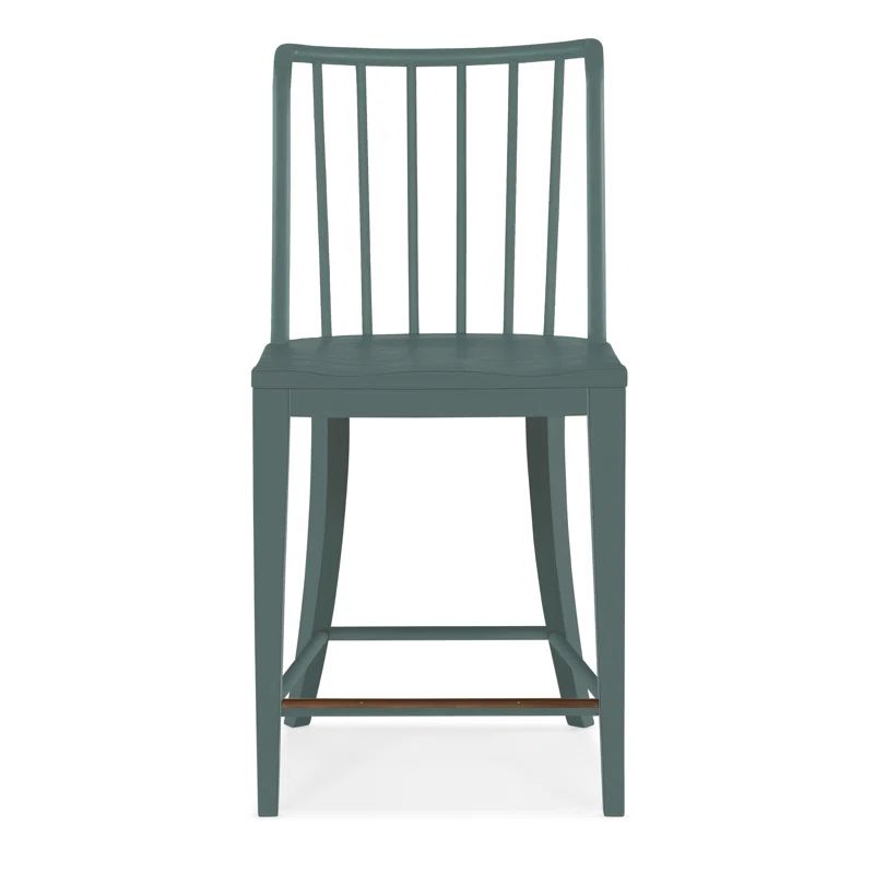 Blue Wood Spindle-Back Counter Stool