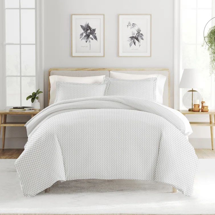 Light Gray Ultra-Soft Microfiber Queen Duvet Cover Set