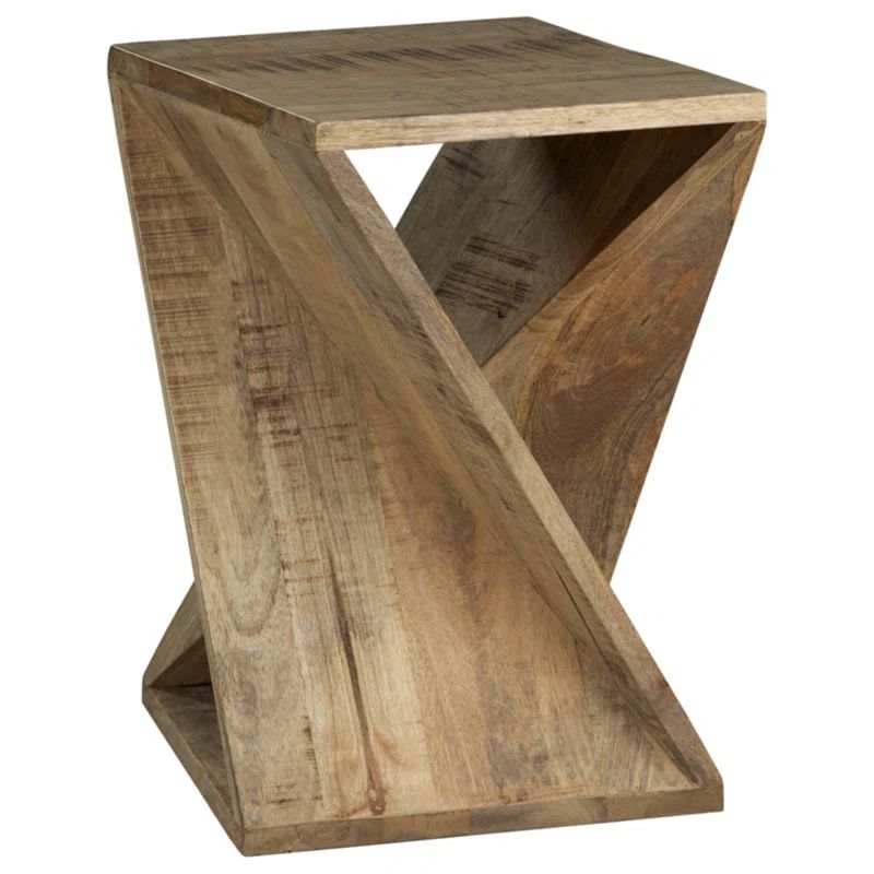 Zalemont Transitional Distressed Brown Solid Wood Square End Table