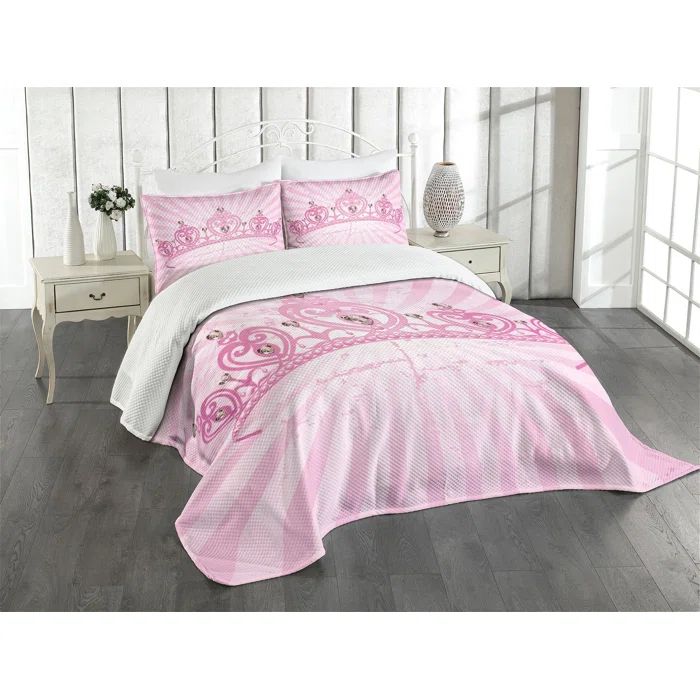 Pink Quilted Queen Bedspread Set with Pillow Shams