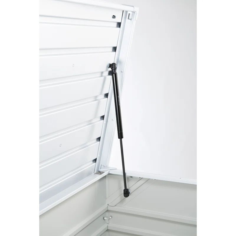 White Steel Lockable Outdoor Deck Box with Gas Spring Lid
