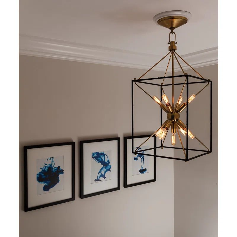 Elegant Aged Brass 9-Light Crystal Sputnik Chandelier