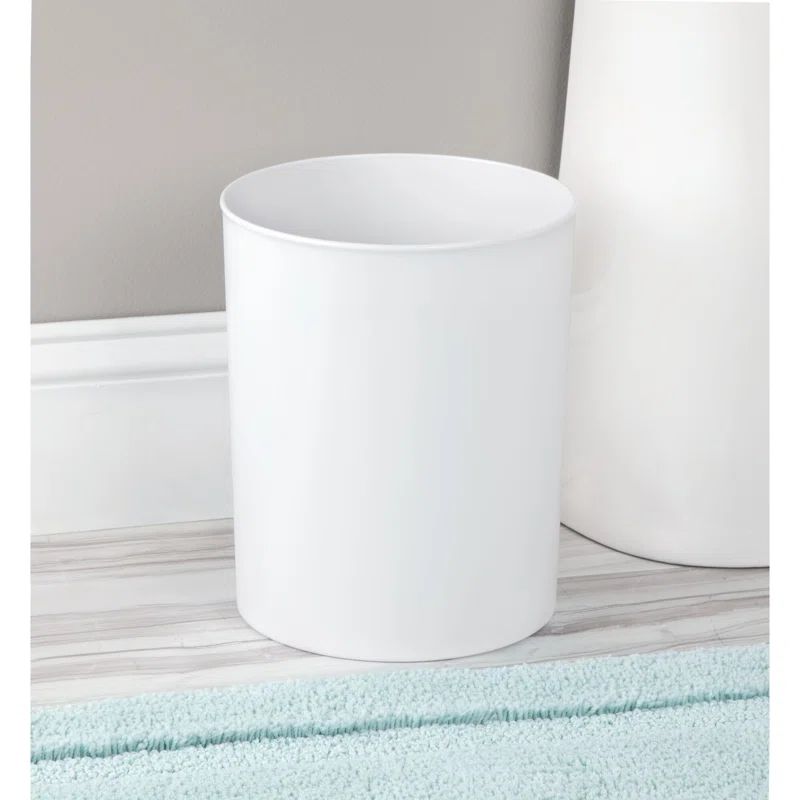 Franklin White BPA-Free Plastic Round Bathroom Wastebasket