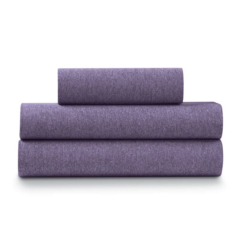 Twin Purple Jersey Knit Microfiber Sheet Set