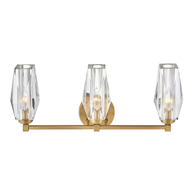Heritage Brass 3-Light Dimmable Vanity with Faceted Crystal Shades