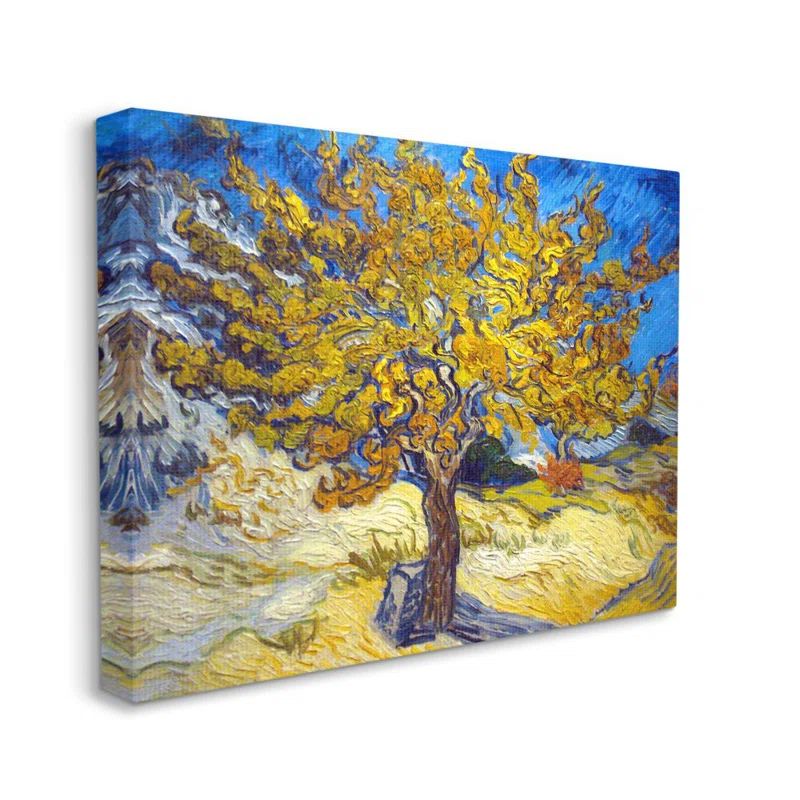 Golden Tree Blue and Yellow Abstract Canvas Wall Art, 24 x 30