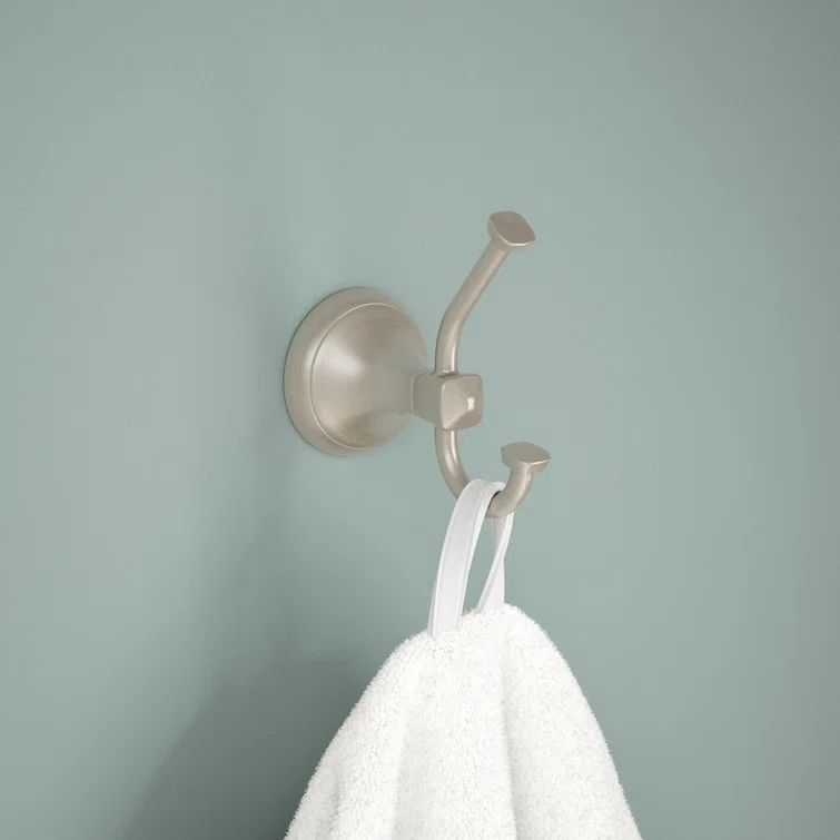 Brushed Nickel Double Towel Hook with SpotShield