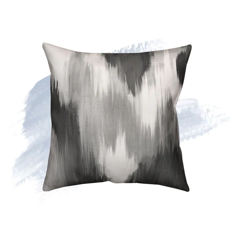 Gray and White Abstract Ikat 18" Square Pillow Cover
