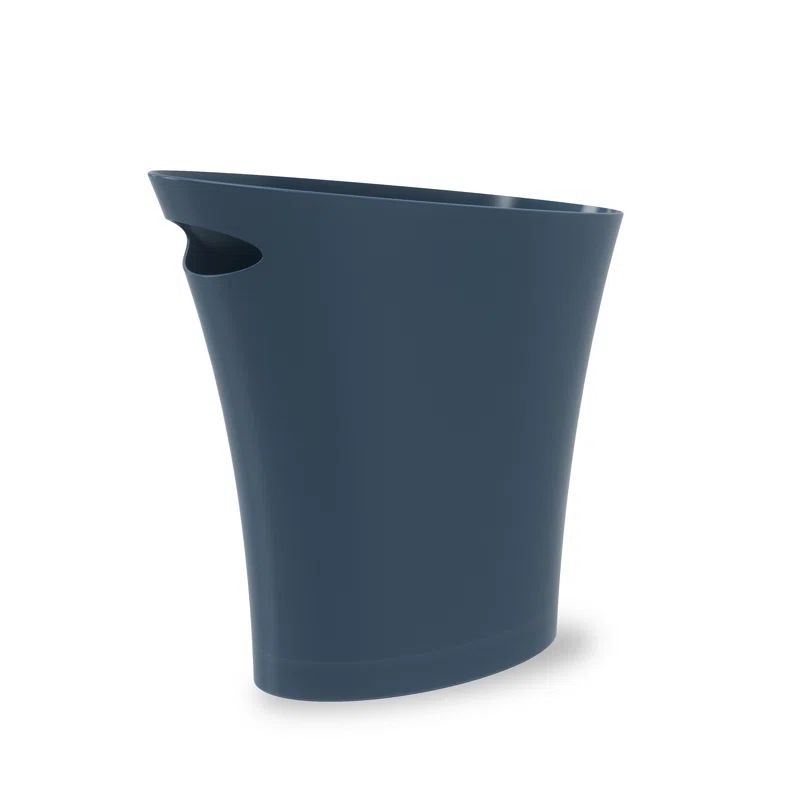 Denim Blue Slim Plastic Oval Waste Basket - 2 Gallons
