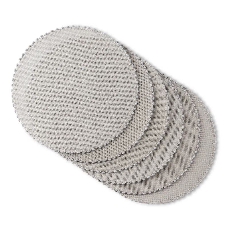 Gray Woven Water Resistant Round Paper Placemats Set of Six