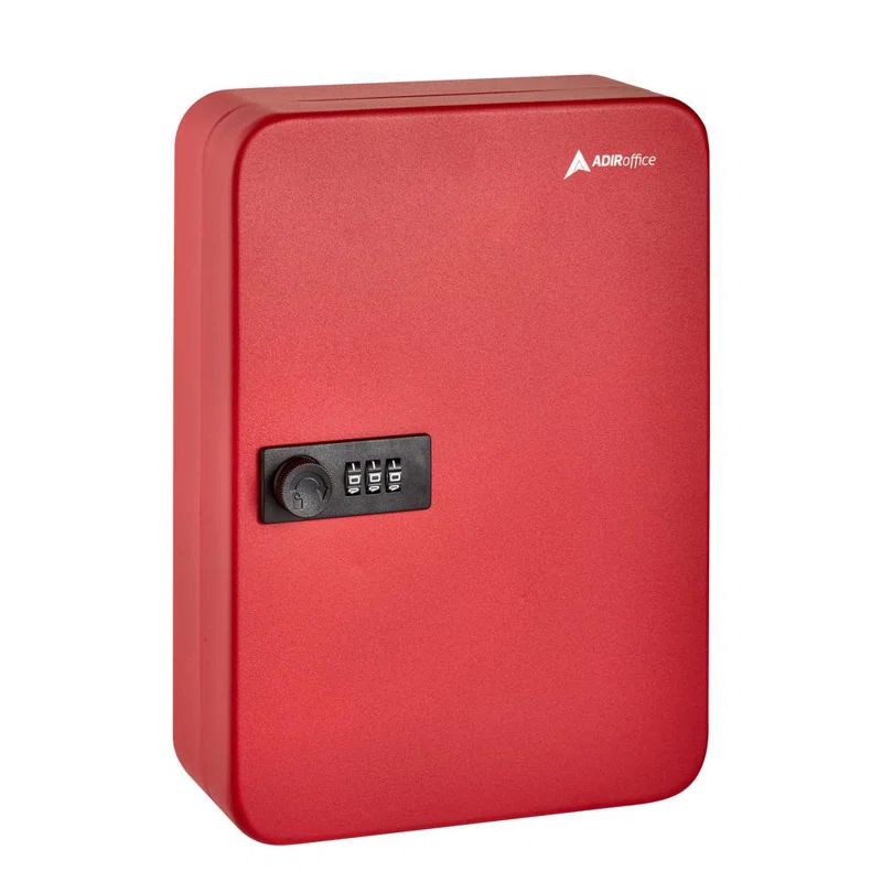 Red Heavy-Duty Steel Wall-Mount Key Cabinet with Combination Lock