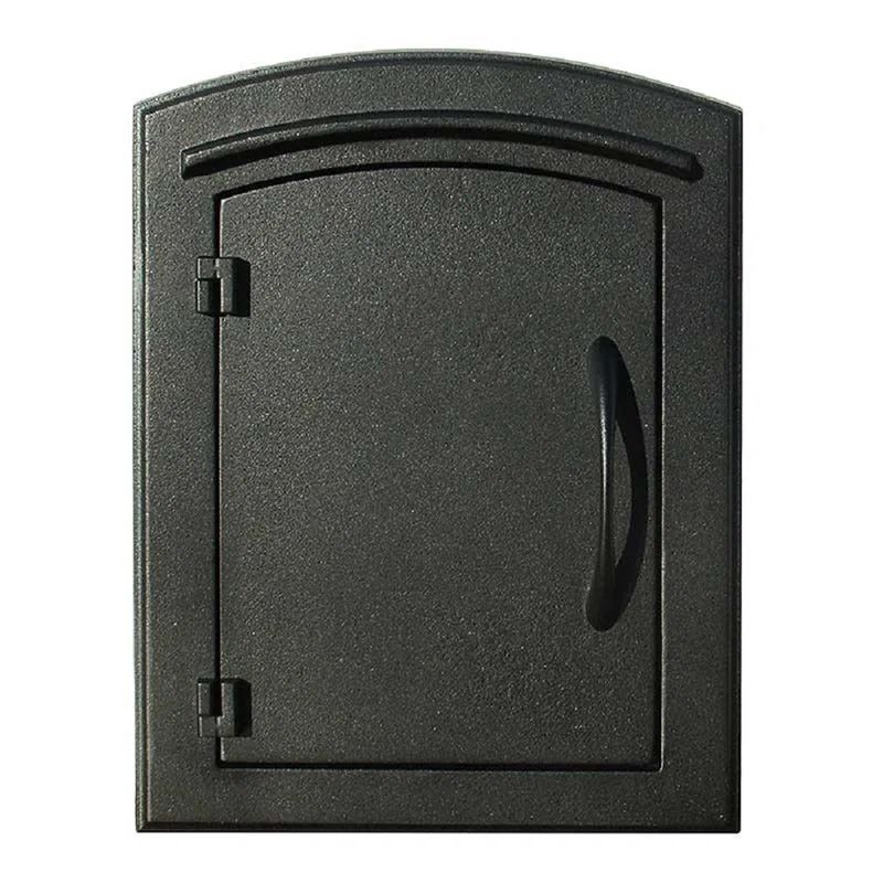 Black Aluminum Column Mount Mailbox with Plain Door