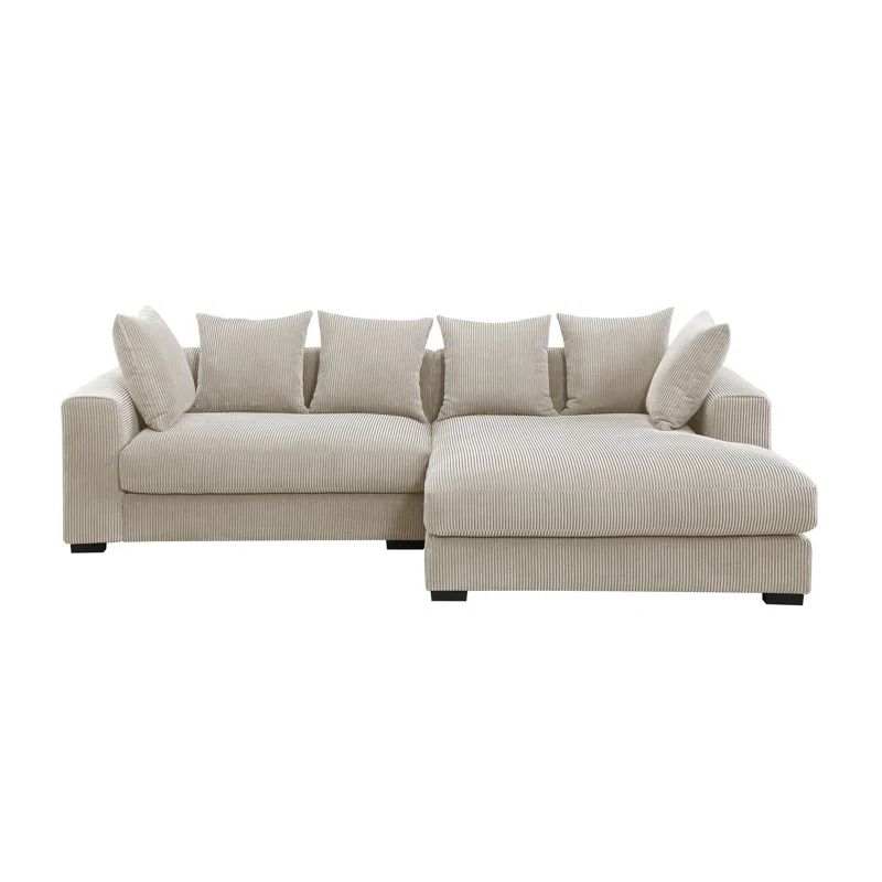 Beige Fabric 3-Piece Sectional Sofa with Chaise Lounge