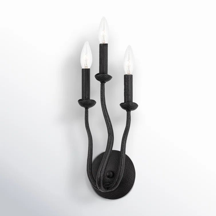 Reign Black Iron 3-Light Dimmable Wall Sconce