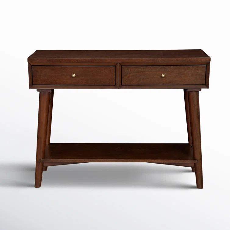 Flynn Mid-Century Walnut Console Table with Flared Legs and Storage
