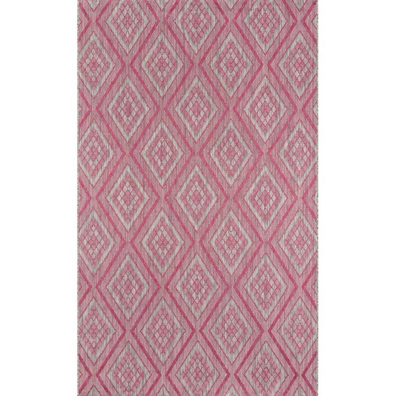 Lake Palace Pink Geometric 3' x 8' Easy Care Runner Rug