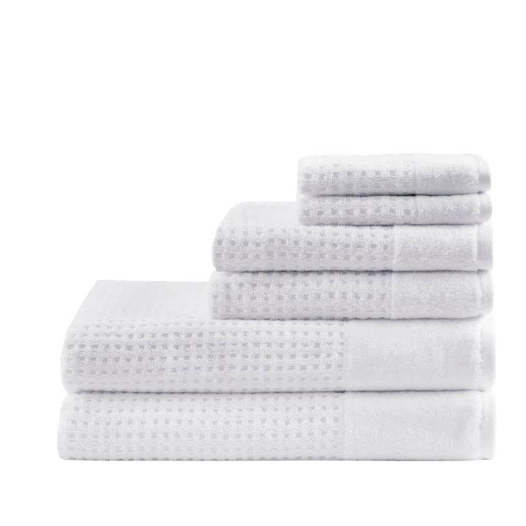 White Cotton Quick-Dry 6-Piece Towel Set