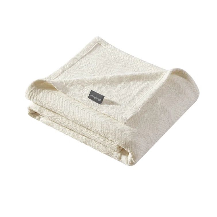Full Bone Cotton Knitted Reversible Blanket