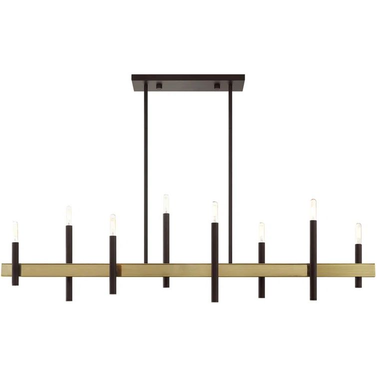 Denmark 8-Light Bronze and Brass Linear Chandelier