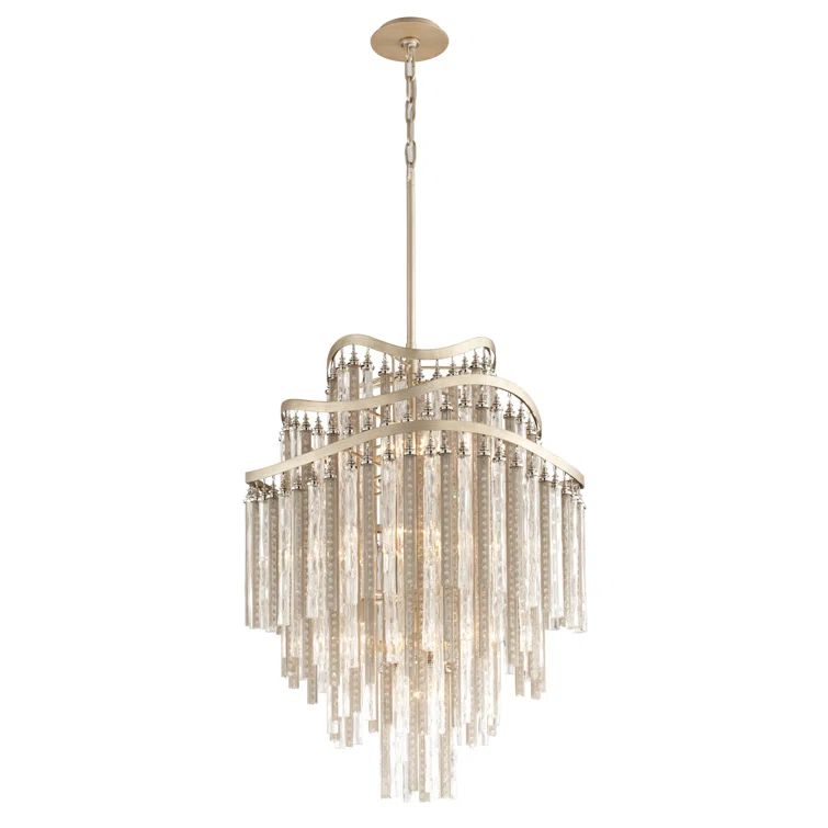 Tranquility Silver Leaf 10-Light Crystal Glass Chandelier