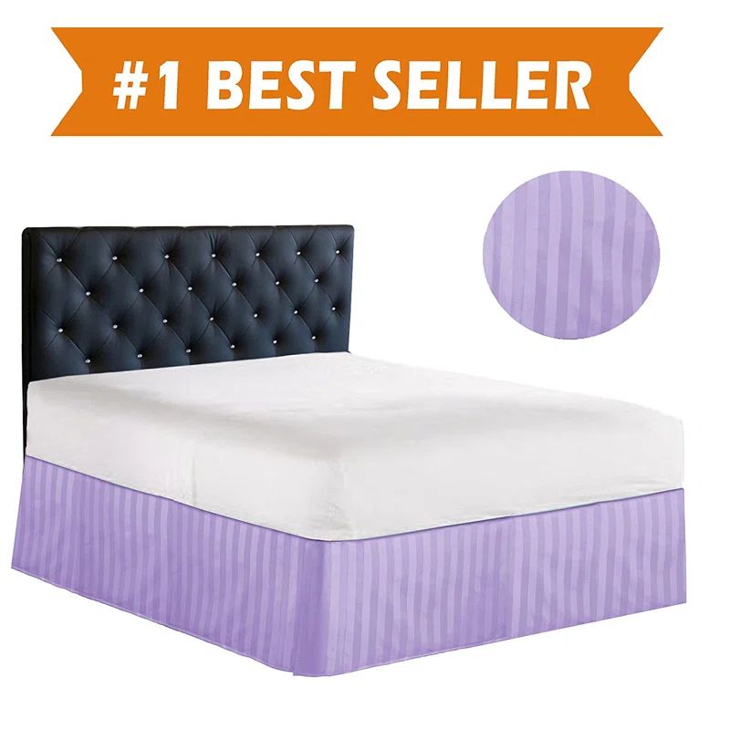 Lilac King Polyester Pleated Tailored Bed Skirt with 14'' Drop