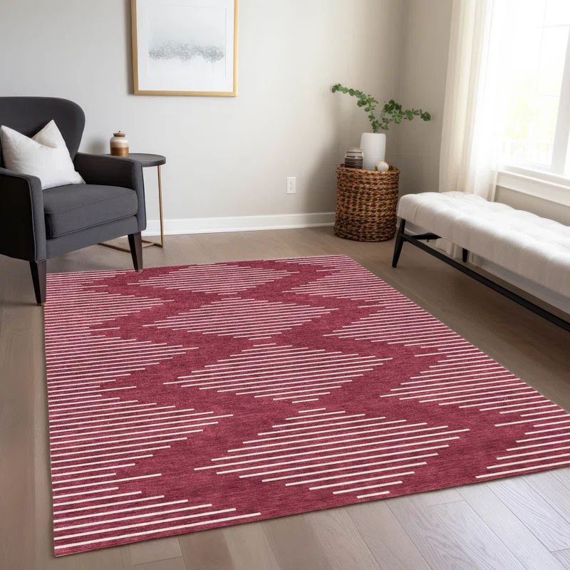 Ivory Rectangular Synthetic Washable Flat Woven Rug 46" x 30"
