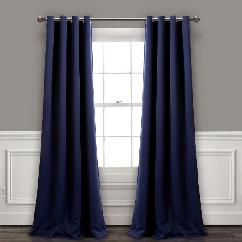 Navy Polyester Blackout Grommet Window Curtain Panels 52"W x 120"L