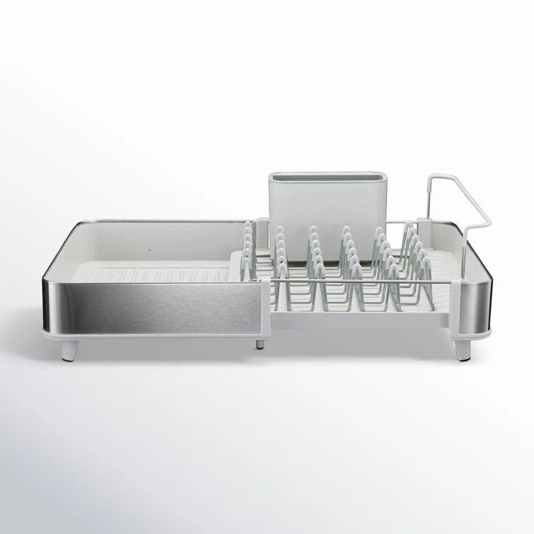 Stainless Steel Expandable Dish Rack with Utensil Cup