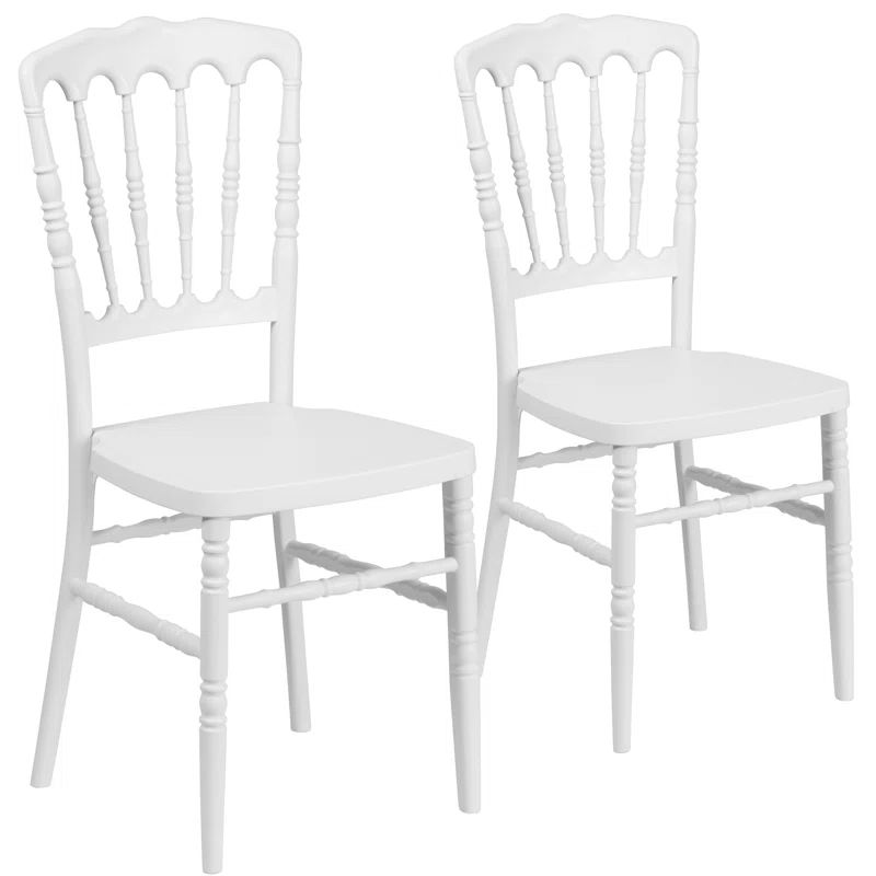 White Resin Stacking Napoleon Chairs, Set of 2