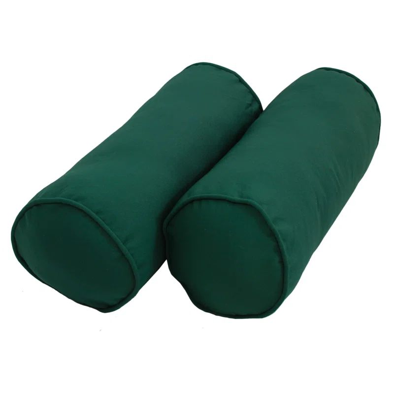 Forest Green Cotton Blend Bolster Pillows Set of 2