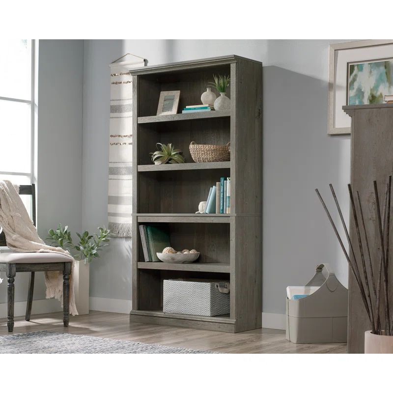 Mystic Oak Adjustable 5-Shelf Wooden Bookcase