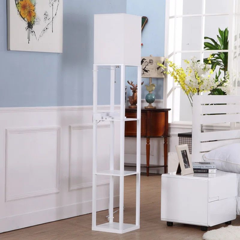 Orchid White Adjustable 3-Shelf Floor Lamp with USB Port
