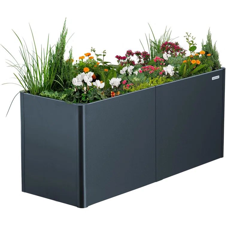 Midnight Blue Extra Tall Modern Metal Raised Garden Bed 32" x 83"