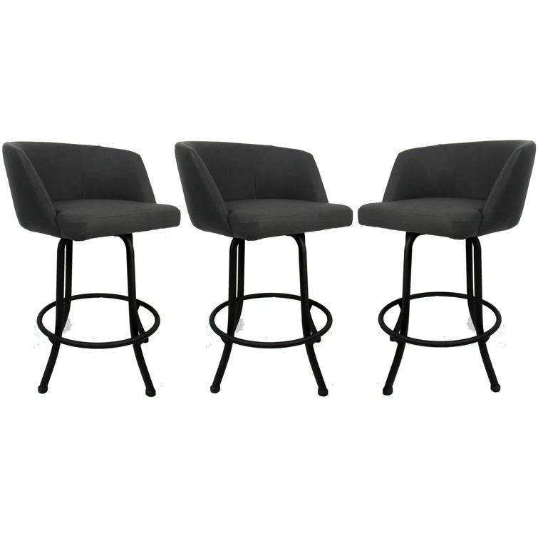 Joey Topaz Black 26'' Swivel Metal Counter Stool