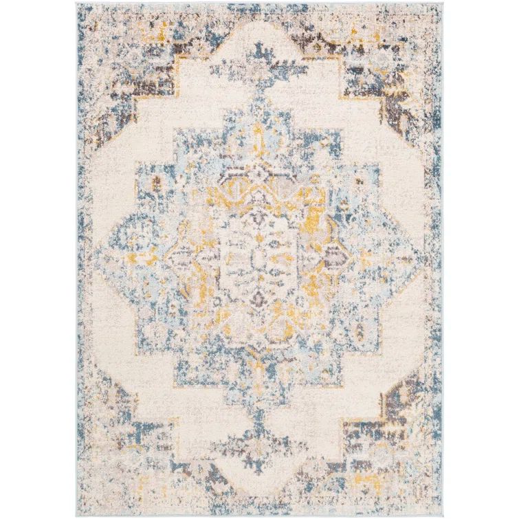 Sky Blue and Beige Synthetic Fur Hand-knotted 2' x 3' Rug