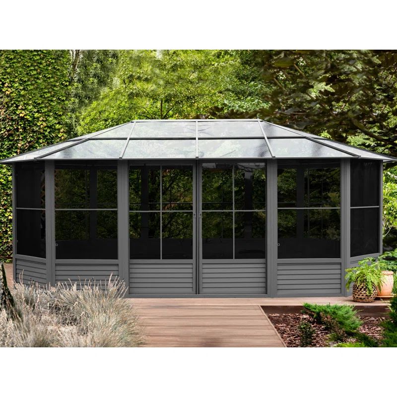 Florence Gray Aluminum and Polycarbonate Outdoor Solarium