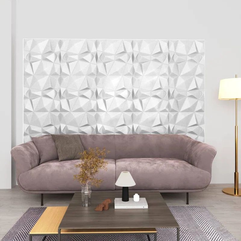 Diamond White 3D Textured Wall Panels, 19.7" x 19.7", Set of 12