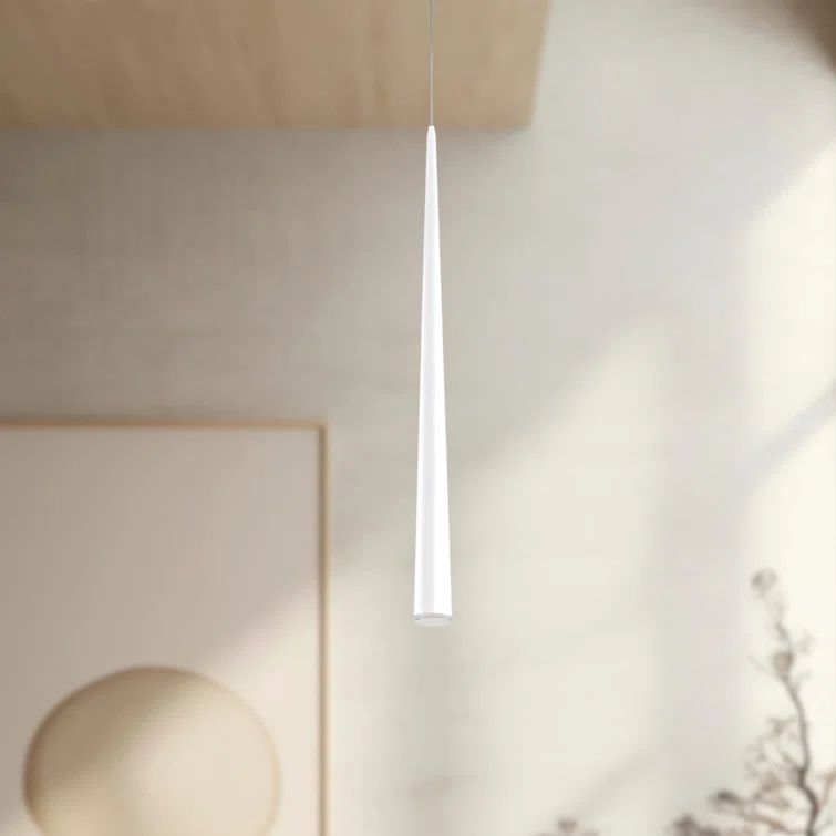 36" White Glass LED Pendant Light with Brushed Nickel Finish