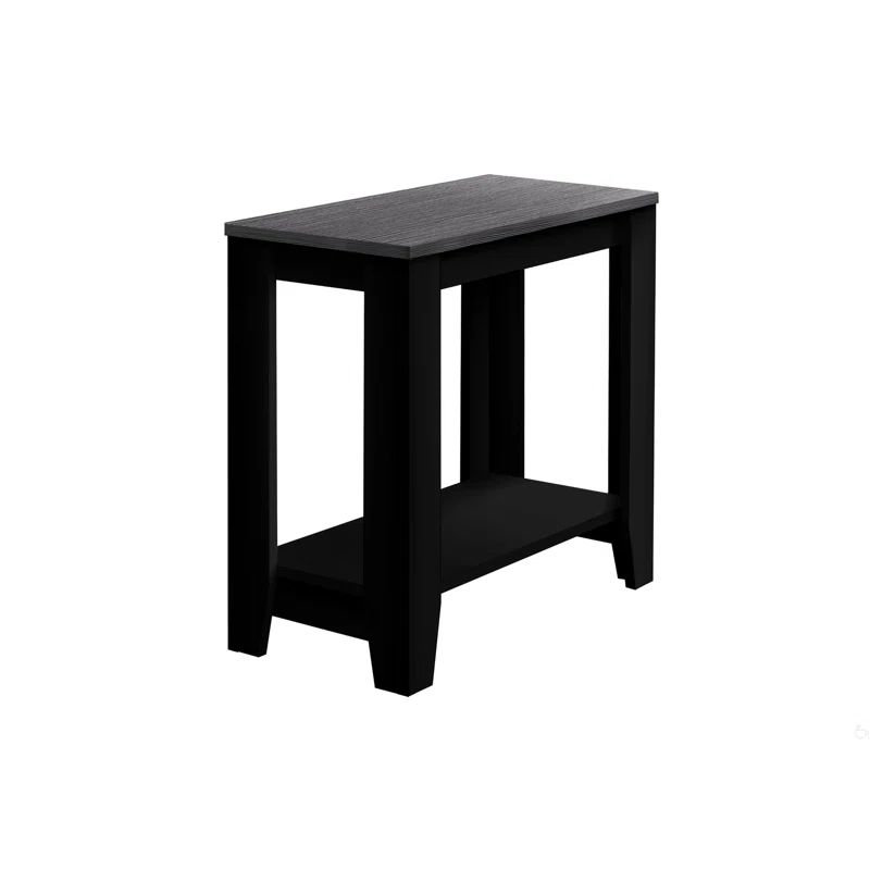 Chic Two-Tone Black and Gray Wood Grain Rectangular Side Table