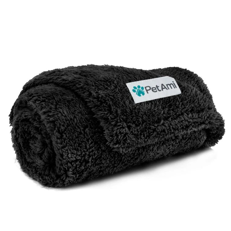Small Black Faux Shearling Waterproof Pet Blanket