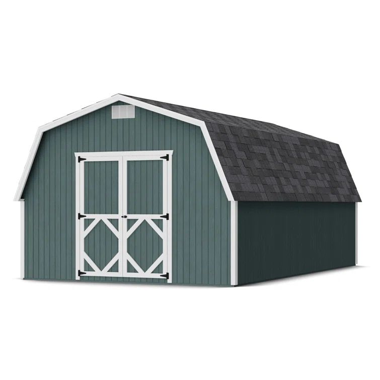 10' x 12' Green and White Wood Storage Shed Kit with Floor