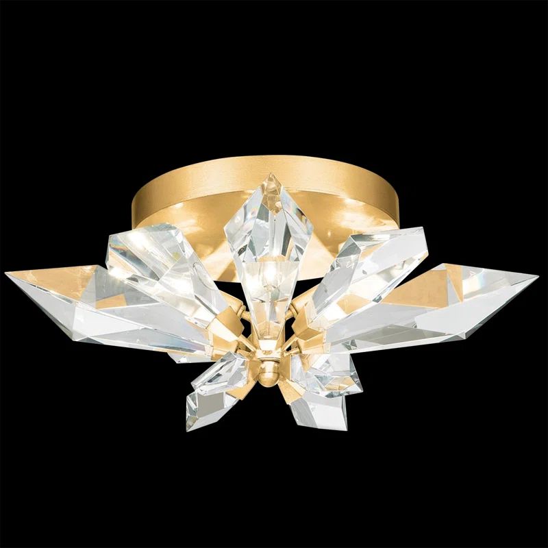 Gold Crystal 24.25" Flush Mount Ceiling Light with LED Bulbs