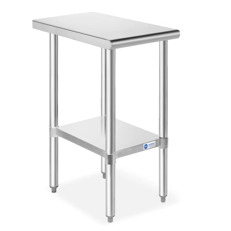 Stainless Steel Commercial Prep Table with Undershelf, 12 x 30 Inches