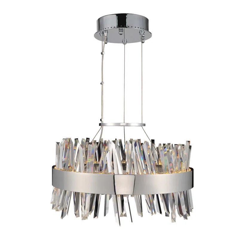 Glacier 20" Chrome LED Pendant with Crystal Accents