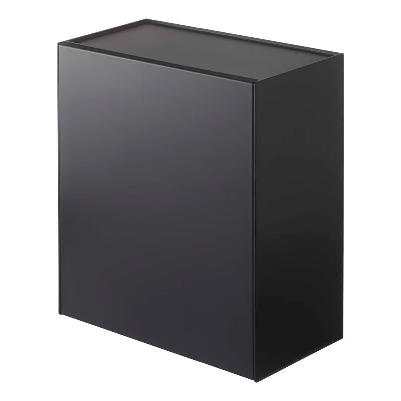 Black Wall-Mounted Plastic Storage and Trash Bin