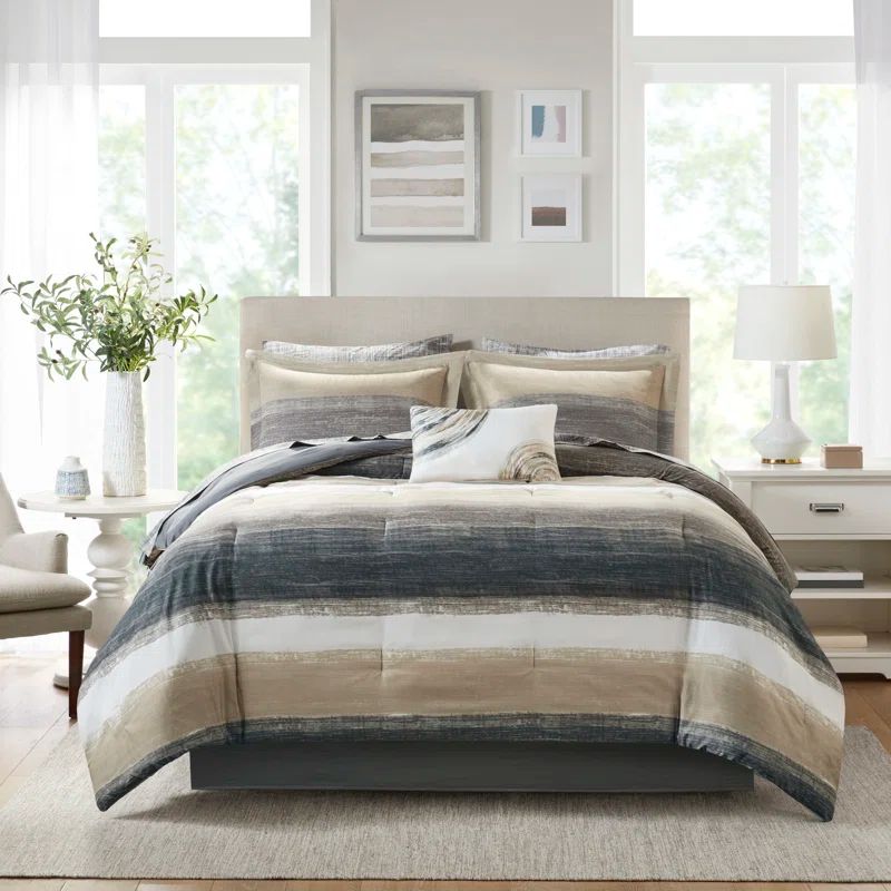 California King Taupe Microfiber Bed in a Bag Set