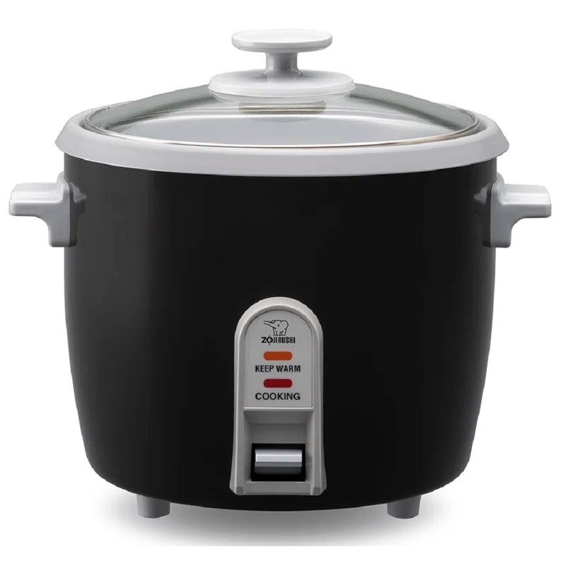 Black Stainless Steel 6 Cup Electric Rice Cooker and Steamer