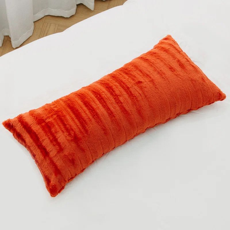 Rust Faux Fur 18" x 40" Decorative Body Pillow