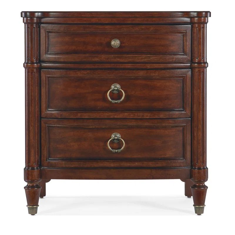 Maraschino Cherry 3-Drawer Nightstand with Antique Bronze Knobs