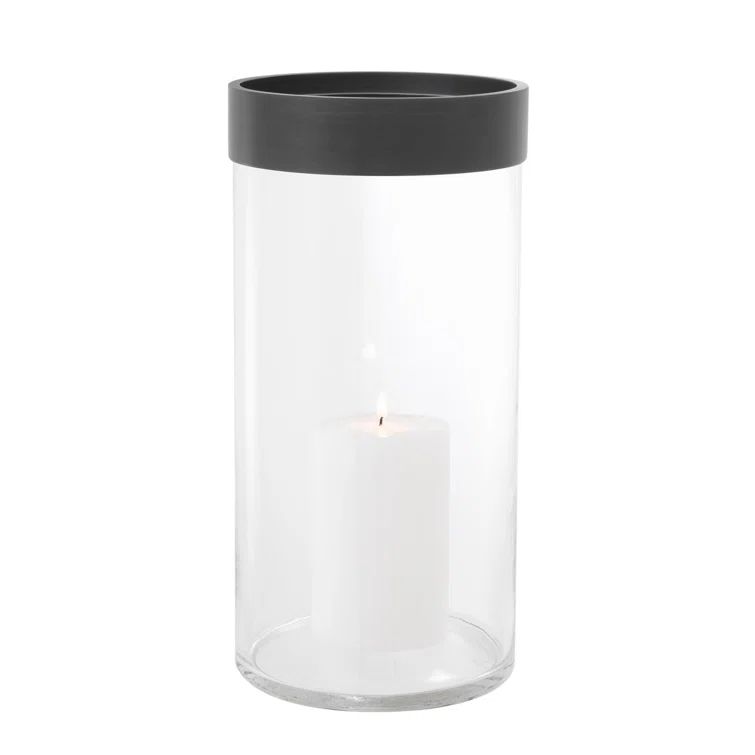 Vertex Bronze Finish Modern Glass Hurricane Candle Holder